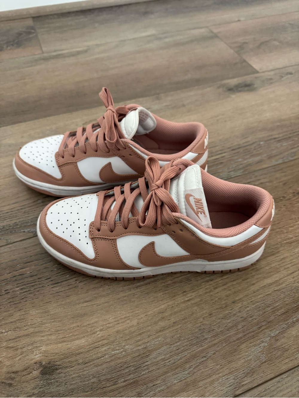 Nike Dunk Low-Top Sneakers in Dusty Rose and White